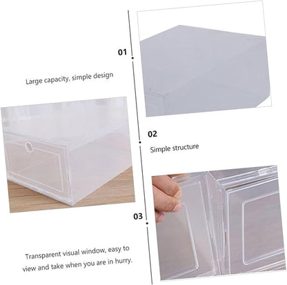 6pcs Transparent Clamshell-type Plastic Shoe Storage Box Organizer with Capacity for Easy Access Reinforced Design for Sneakers and Boots