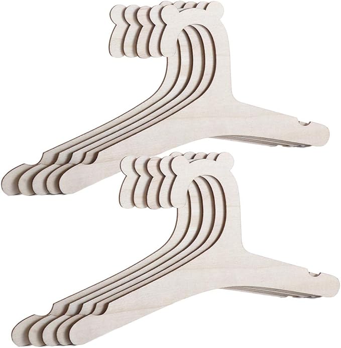 10 Pcs Baby Children Wooden Hangers Children's Clothes Hangers，Cute Little Bear Shape，8.97 * 4.72inch