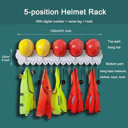 Wall Mounted Hard Hat Rack Hanger Hook Safety Helmet Holder Organizer, Construction Worker Hard Hat Fixer Placement helmet Hanging Fall Protection Rack, for Workshop Office resting Room Lounge