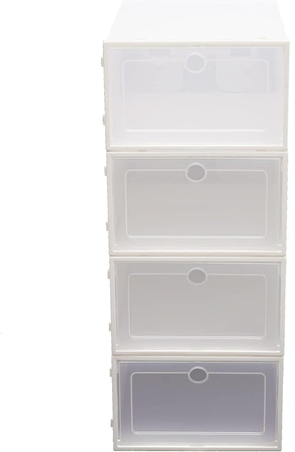 Futchoy 20/24pcs Shoe Storage Boxes 20/24pcs Shoe Box Set Foldable Storage Plastic Display Box for Magazines Books Shoes White (24)