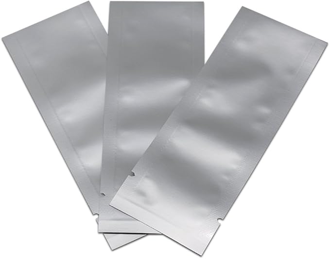 PABCK 100Pcs 1.57x4.33 inch(Inside Size 1.18x3.94 inch) Coffee Powder Food Storage Heat Sealable 3.34mil Mylar Pure Foil Bag Vacuum Pouch Travel Packets for Sample Shampoo Liquids Toiletries Packaging