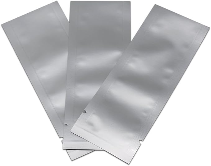 PABCK 100Pcs 1.57x5.51 inch(Inside Size 1.18x5.12 inch) Coffee Powder Food Storage Heat Sealable 3.34mil Mylar Pure Foil Bag Vacuum Pouch Travel Packets for Sample Shampoo Liquids Toiletries Packaging