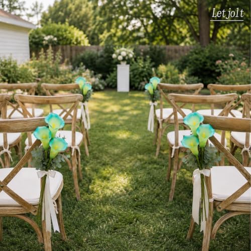 Letjolt Artificial Calla Lily Flowers 12Pcs, Yellow Teal - Image 3