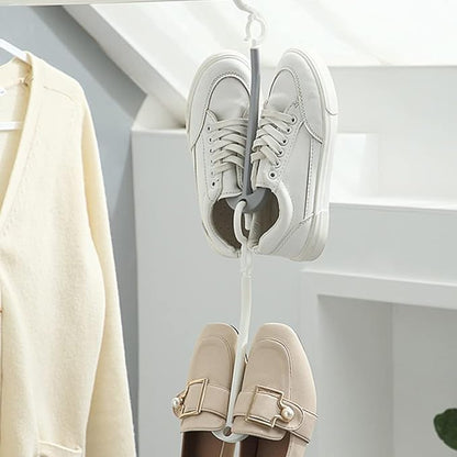 ULTECHNOVO Shoe Organizer Hanging 2 Hook Shoe Rack Laundry Room Hanging Rack Balcony Space-Saving