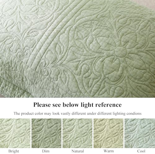 WINLIFE 100% Cotton Quilted Euro Sham Covers, 2 Pack Cotton 26'' x 26'' Pillow Covers, Soft and Breathable Euro Shams, Square Pillow Shams, Sage Green - Image 6