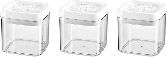 Felli Flip Tite Food Storage Container 4" Medium Size Airtight Lid Lock Top, Stackable Kitchen Canister for Space Saving, Pantry Fridge Cupboard Organizer, Spice Seasoning Pet Treats Snack (0.5 qt)