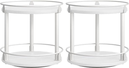 YATINEY Spice Rack, Set of 2 Lazy Susan Organizer, 2-Tier Turntable Organizer For Cabinet, Compact and Versatile, for Kitchen Countertop, White SR22L2WW