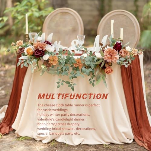 10 Pack Terracotta Cheesecloth Table Runner 17x108 Inch Boho Gauze Cheese Cloth Table Runners for Wedding Party Baby Shower Birthday Home Decor - Image 7