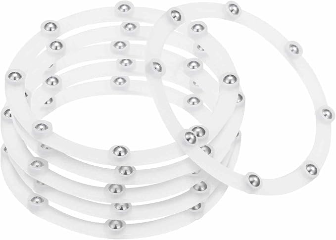 MECCANIXITY 4inch Rotating Swivel Stand with Steel Ball Bearings Annular Lazy Susan Base Turntable for Kitchen Corner Cabinets, 98 x 82mm White Pack of 6