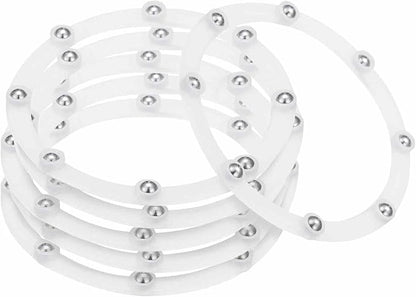 MECCANIXITY 4inch Rotating Swivel Stand with Steel Ball Bearings Annular Lazy Susan Base Turntable for Kitchen Corner Cabinets, 98 x 82mm White Pack of 6