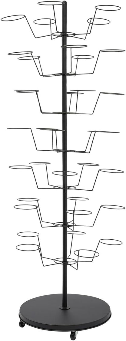 LOYALHEARTDY 7 Tier 35 Hooks Hat Rack Stand, Metal Hat Rack Hat Hangers Freestanding Hat Organizer Rack Display Stand for Wig, Cap, Baseball Hat (Black)