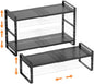Multi-Functional Metal Shoe Rack,Expandable Adjustable Stackable Kitchen Organizer,Metal Shelf risers for cabinets, Kitchens and Closet, Bathroom(3Packs/Black/Large)