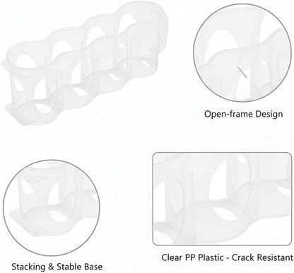 Beverage Organizer Rack for Refrigerator, Stacking Can Dispenser to Stop Rolling Cans and Bottles, Space Saving Fridge Storage Shelf, Clear PP Plastic