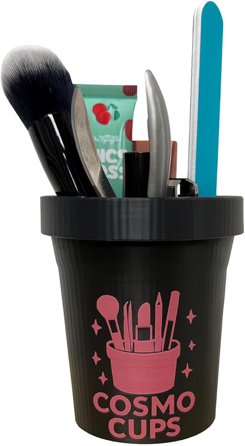 CosmoCups Car Makeup Brush Cup Holder, Decorative Pot Design, Cosmetic Organizer Storage Container for Beauty Tools and Accessories for Cars and Home