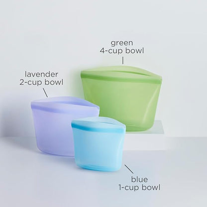 Stasher Silicone Reusable Storage Bags, 3-Pack, Reusable Freezer Bags, Microwave, Dishwasher, Oven Safe, Sous Vide, Premium Lunch Containers, Eco Friendly, Food Storage Bags, Snack Bags, Multicolor | Reusable Food Bags
