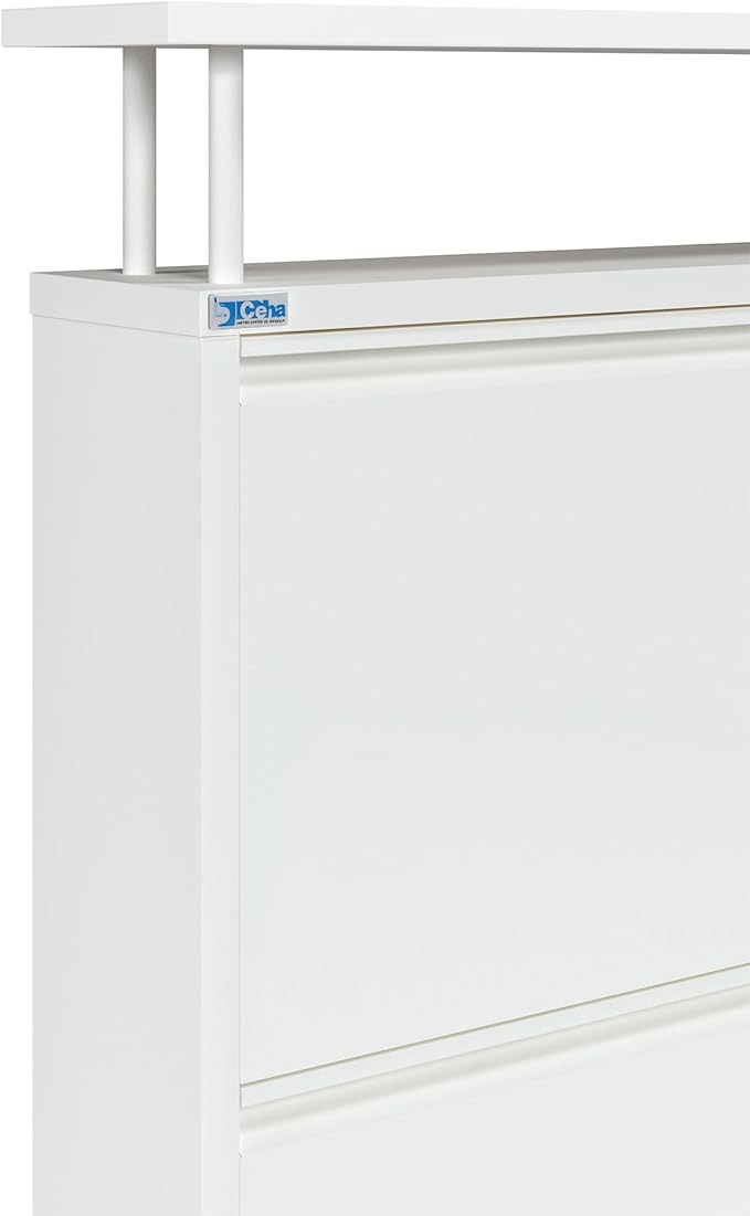 CEHA 4 Tier Metal Shoe Cabinet with Cover and Shelf, Durable Shoe Storage Organizer for Entryway, Space Saving Shoe Shelf Closet, 5.91" x 39.3" x 332.4", White