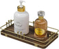 Bathroom Vanity Tray for Toiletries Makeup Perfume Candle Toilet Tank, Kitchen Tray for Soap Dispenser Spice Salt, Small Tray for Countertop Decor Coffee Nightstand 7.9”x4.4” Brown-Gold