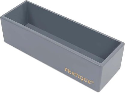 PRATIQUE Bamboo Drawer Organizer - Kitchen Utensil Organizer Silverware Tray Cutlery Holder，Office Desk Supplies and Accessories,8.9 * 3 * 2.6,Grey