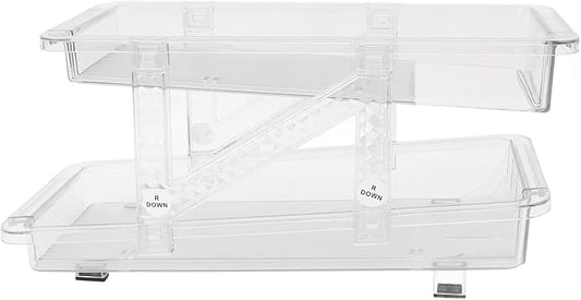 TOPINCN Adjustable Width Rolling Soda Can Organizer, 2 Layer Expandable Automatic Rolling Beverage Dispenser Beer Can Holder for Refrigerator Pantry Freezer, (Clear)