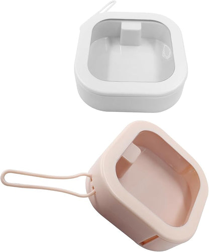 Hitefu Hair Tie Organizer - Small Portable Hair Tie Holder Jewelry Organizer Small Items Storing for Women Baby Teen Girl - Desktop Storage Box Storing Like Floss Sticks, Hair Clips (Pink and White)