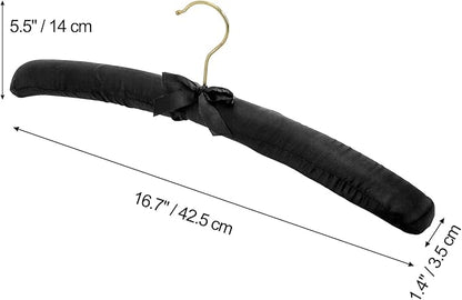 Tosnail 12 Pack Satin Padded Hangers, Foam Padded Dress Hanger with Gold Hook - Black