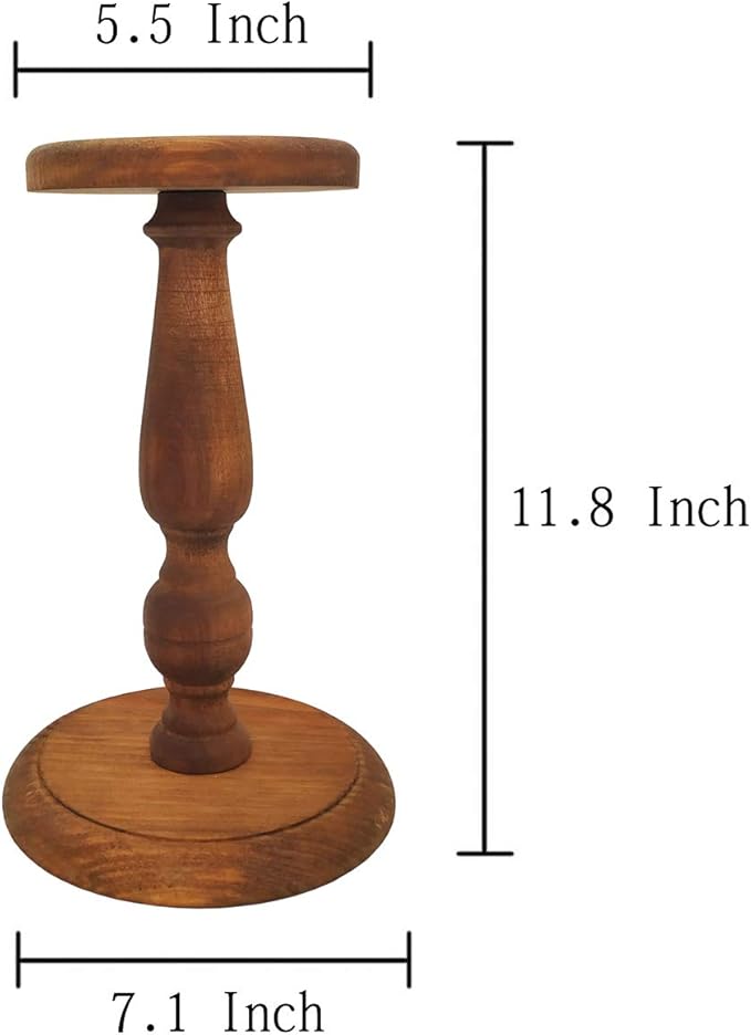 Owlgift Rustic Brown Vintage Style Wood Hat Stand, Wig Holder Display, Helmet Organizer Storage