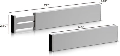 6-Pack Drawer Dividers - 2.6 Inches High, Adjustable 16 to 22 Inches Bamboo Drawer Organizer, Large Expandable Separator for Clothes, Dresser, Bedroom, Bathroom, Baby, Office, Kitchen Utensils, Gray