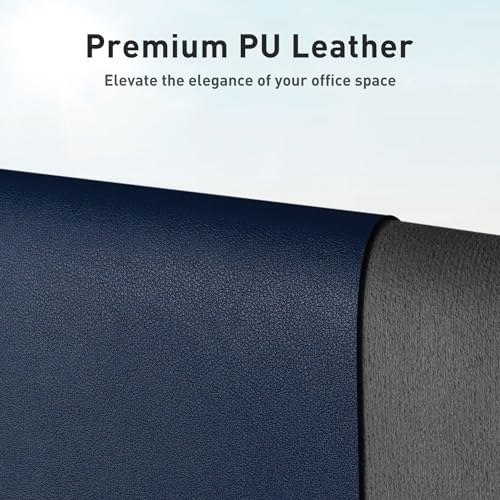 Aothia Faux Leather Desk Mat - Non-Slip PU Leather Desk Blotter, Waterproof Writing Surface, Large Desk Pad for Office & Home (Dark Blue, 55" x 17") - Image 2