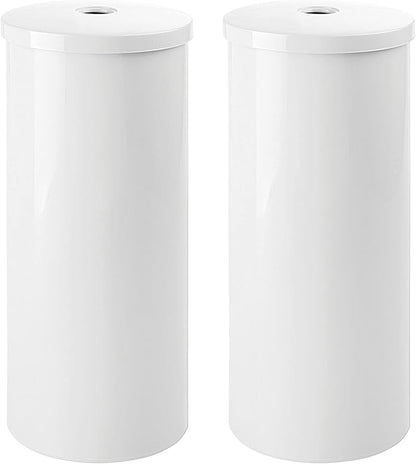 mDesign Plastic Floor Stand Toilet Paper Organizer with Cover, 3-Roll Space-Saving Tissue Storage for Bathroom - Fits Under Sink, Vanity, Shelf, in Cabinet, Corner - Aura Collection - 2 Pack - White