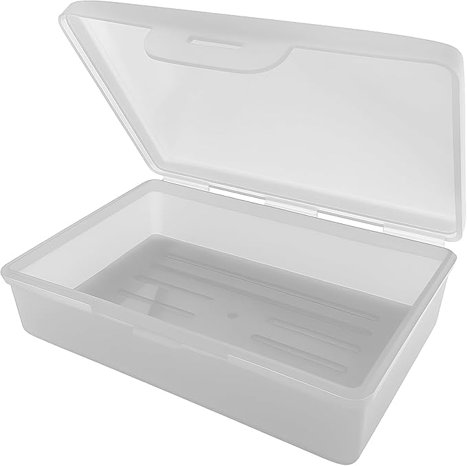 American Comb Travel Soap Box with lid - Clear White - Perfect for Traveling, Gym, or Storage. Made in The USA.