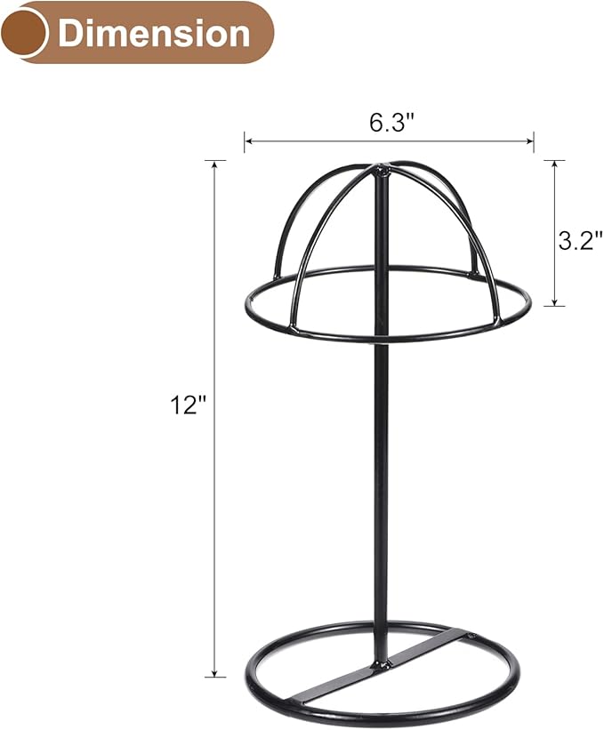 uxcell Metal Hat Display Stand 2 Pack Tabletop Hat and Wig Rack Holder Freestanding for Baseball Cap, Fedora Hat, Cowboy Hat - Black, 12 Inch