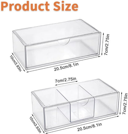 1PCS Square Qtip Holder Dispenser, Clear Cotton Ball Holder With Compartments, Stackable Cotton Pad Container, Cosmetic Organizer for Bathroom Canisters Vanity Makeup (1pc separate)