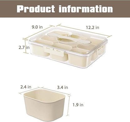 SILIVO Snackle Box Container - 9 Compartment Portable Divided Serving Tray with Lid and Handle,Clear Snack Organizer for Candy, Fruits, Nuts, Snacks - Perfect for Party, Travel and Entertaining