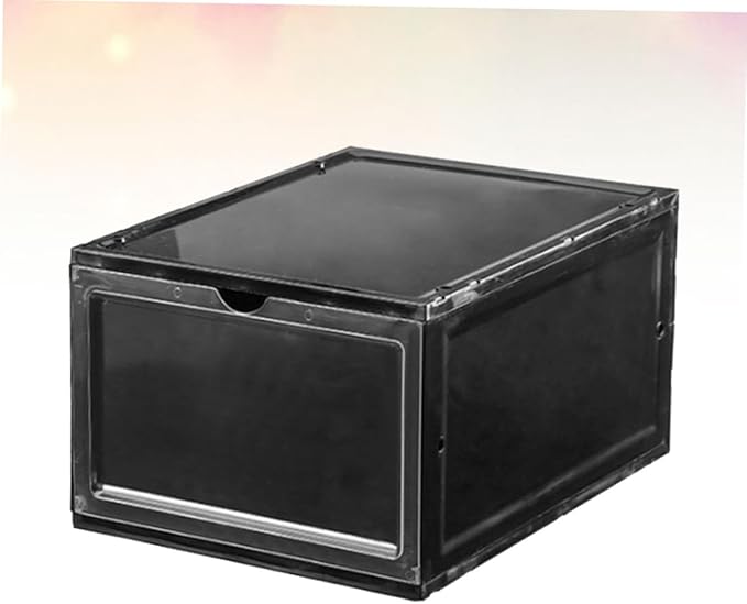 MAGICLULU Thick Plastic Magnetic Shoe Boxes Stackable Shoes Storage Easy to Entryway Organizer