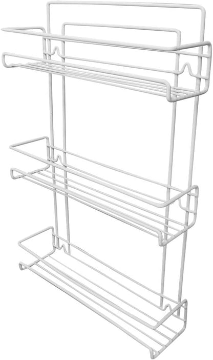 Evelots 3-Tier Spice Rack-Door/Wall Mounted-Sturdy Coated Metal-Up to 18 Bottles