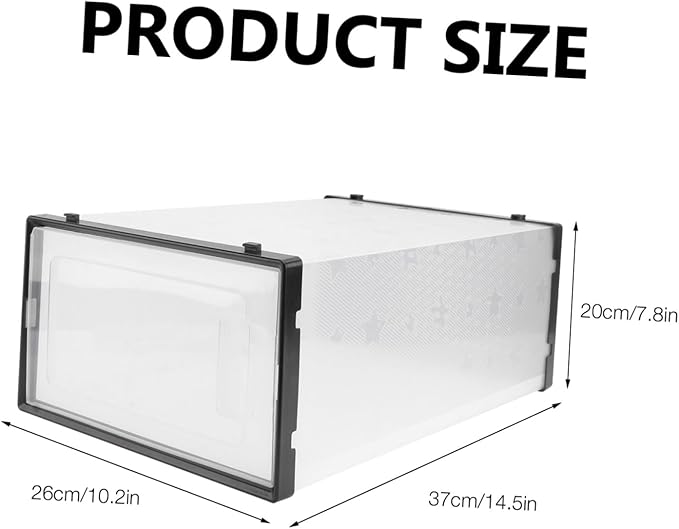 Lurrose Thickened Clamshell Shoe Storage Box Transparent Large Plastic Container Organizer for Closet Space-saving and Easy Shoe Visibility