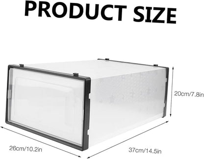 Lurrose Thickened Clamshell Shoe Storage Box Transparent Large Plastic Container Organizer for Closet Space-saving and Easy Shoe Visibility