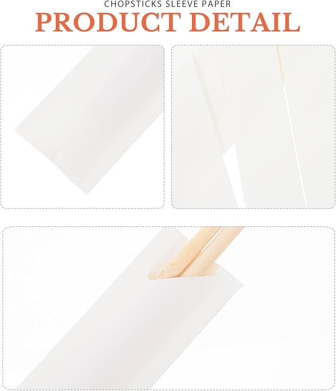 Garneck 100Pcs Chopsticks Paper Bag White Cutlery Paper Pocket Pouch Disposable Silverware Sleeves Chopsticks Packing Sleeves Flatware Spoon Wrapping Bag for Home Shop Kitchen