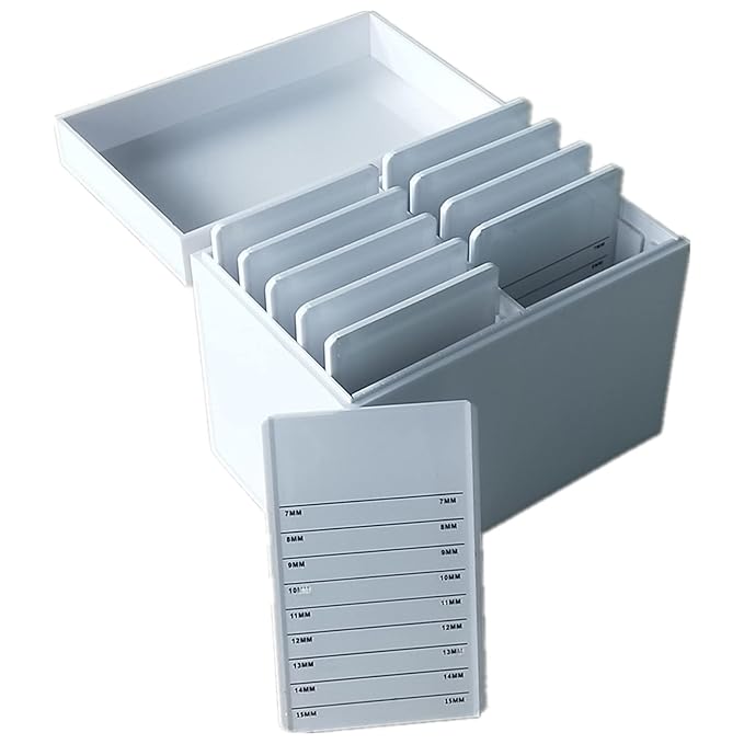 Acrylic 10 Layers Eyelases Extension Storage Box, Grafting Eye lashes Close-Packed Display, Makeup Organizer False Eyelashes Glue Pallet Holder with 10 Pallets (White without Eye)