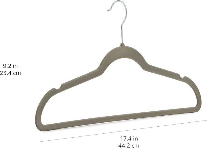 Amazon Basics Slim Velvet Non-Slip Space Saving Suit Clothes Hangers, Closet Organizer, Gray/Silver, 50-Pack
