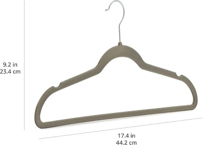 Amazon Basics Slim Velvet Non-Slip Space Saving Suit Clothes Hangers, Closet Organizer, Gray/Silver, 50-Pack