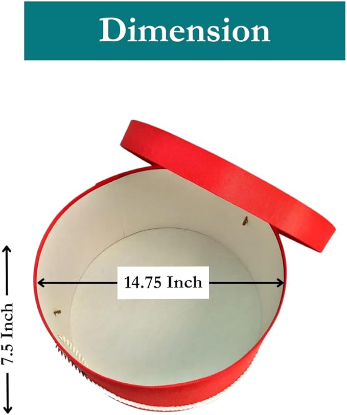 Sarah's Hat Boxes Classic Coral Hat Box – 14.75" x 7.5" (Dia. x Ht.) Handmade in USA – Odorless Non-Toxic Adhesive, Cording Handle – Premium Storage for Hats & Accessories