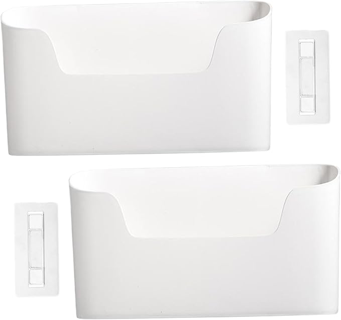 Plastic Wall Mount Organizer, Adhesive Cabinet Door Organizer, 2PCS Plastic Wall Mount, 9.2x4.3x2.7 Spacious Cabinet Door Storage, Bathroom for Kitchen