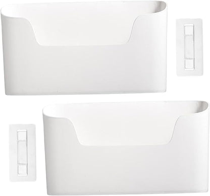 Plastic Wall Mount Organizer, Adhesive Cabinet Door Organizer, 2PCS Plastic Wall Mount, 9.2x4.3x2.7 Spacious Cabinet Door Storage, Bathroom for Kitchen