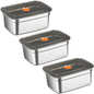 Fridge Storage Box 316 Stainless Steel Food Storage Containers | Food Grade, Leakproof Kitchen Organizer | Freshness Locking, Microwavable & Freezer Safe (1500ml Pack Of 03)