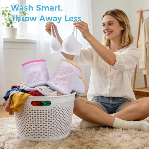 BAGAIL Laundry Bags Mesh Wash Bag for Intimates Lingerie and Delicates,4Pcs(Bra Wash Bag,6×6inch+7×7inch) - Image 6