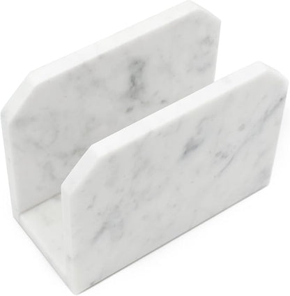 Marble Napkin Holder Natural Carrara White Stone Vertical Upright Stand Up Sturdy Modern Organizer for Kitchen Table Decor