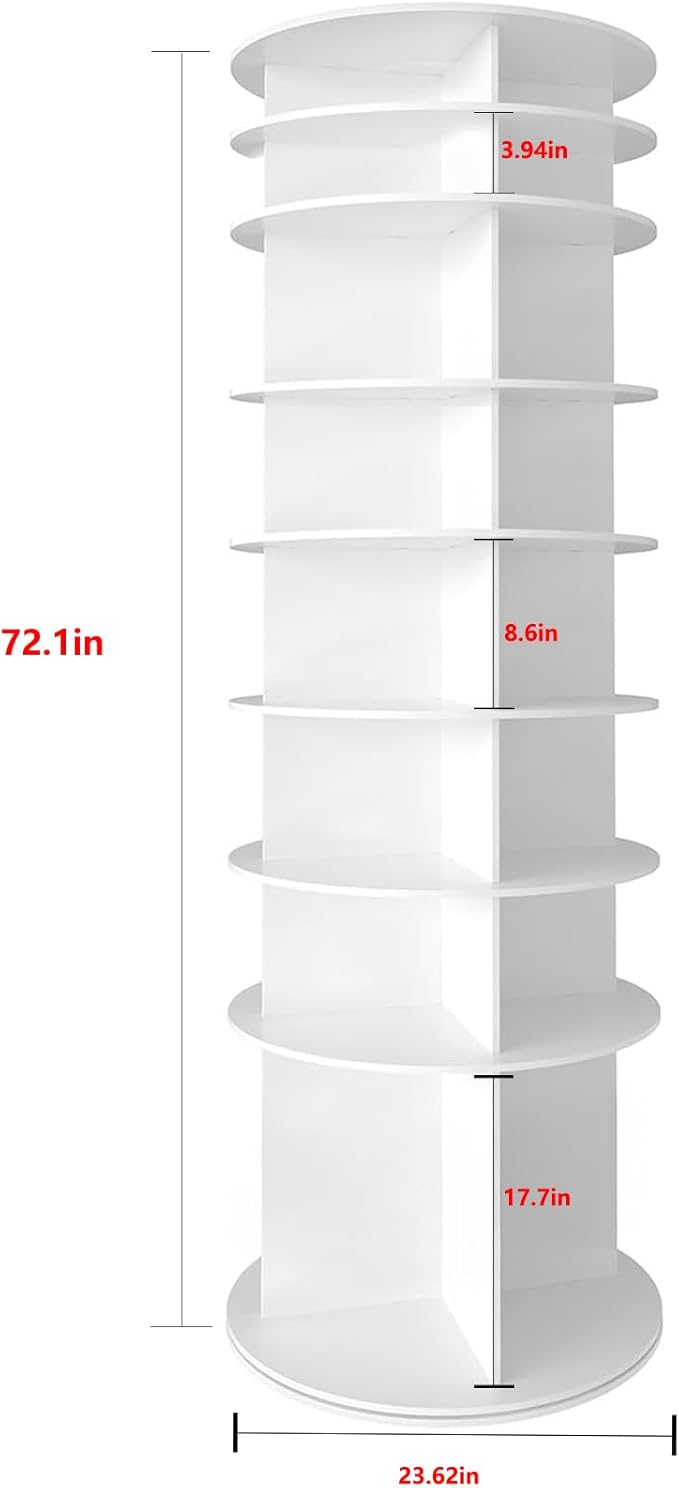 Runboll 8-Tier Rotating Shoe Rack Tower Spinning Shoe Display Lazy Susan Tower, Shoe and Vertical Handbag 360 Revolving Storage Organizer Rack for Living Room Entryway Doorway