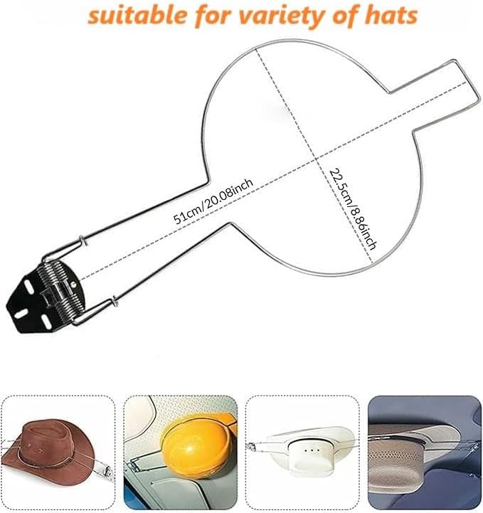 Cowboy Hat Holder and Rack, Built-in Spring Sturdy Heavy Duty Hat Bracket Hanger, Car Mounted for SUV Truck Auto