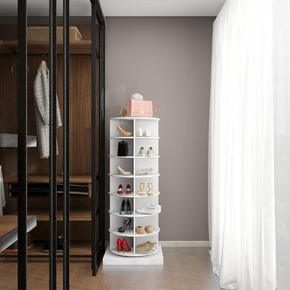 HomVent Rotating Shoe Rack, 7-Tier Spinning Shoe Rack Tower, Free Standing 360° Revolving Shoe Organizer Shoe Storage Shelf Can Hold Over 28 Pairs Shoes for Entryway Living Room